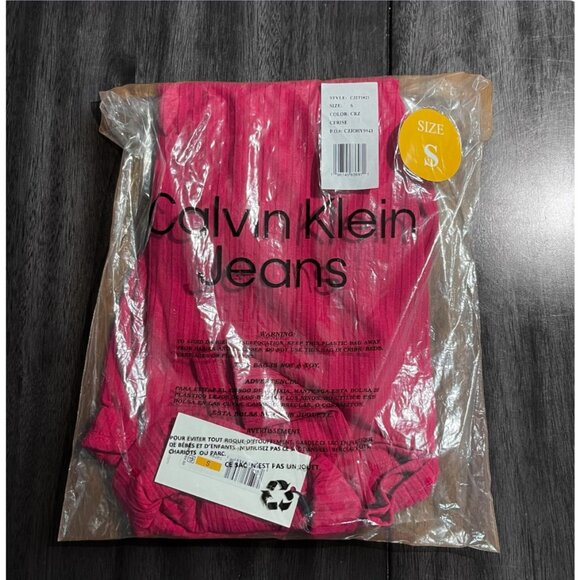 Calvin Klein Jeans Women's Long Sleeve Turtleneck Top - Cerise, Size S, New - Picture 4 of 8